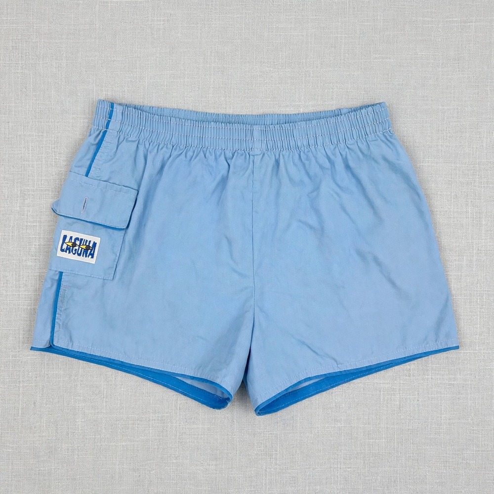 Vintage Laguna California Swim Trunks Eye Logo Sky Blue Mens M